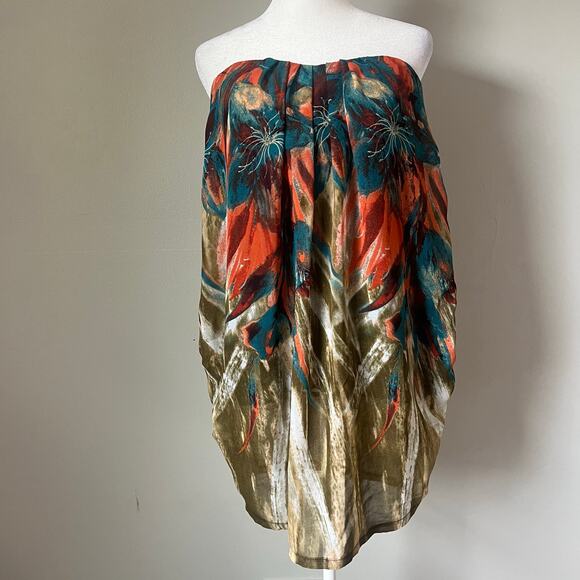 VTG Wet Seal Strapless Asymmetrical Flowy Tube Top Y2K Blouse Sz L Club no belt - Picture 1 of 10